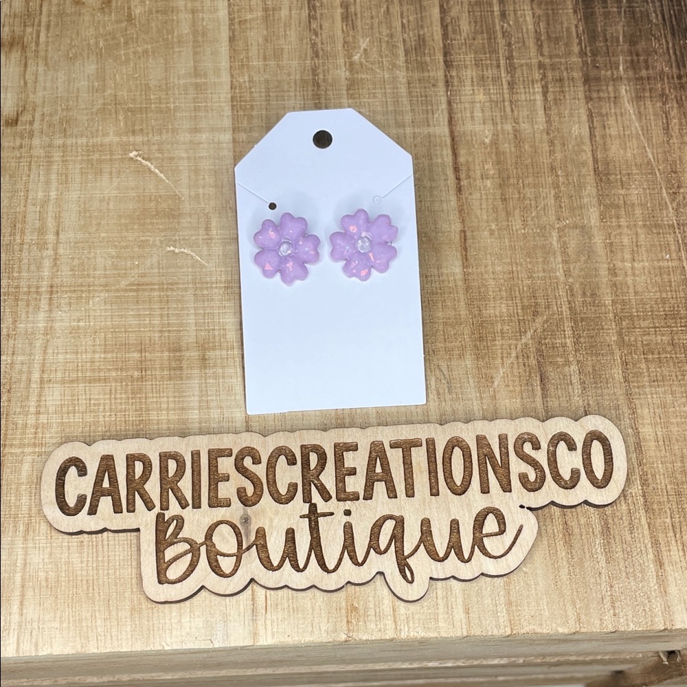 Purple Flower Stud Earrings